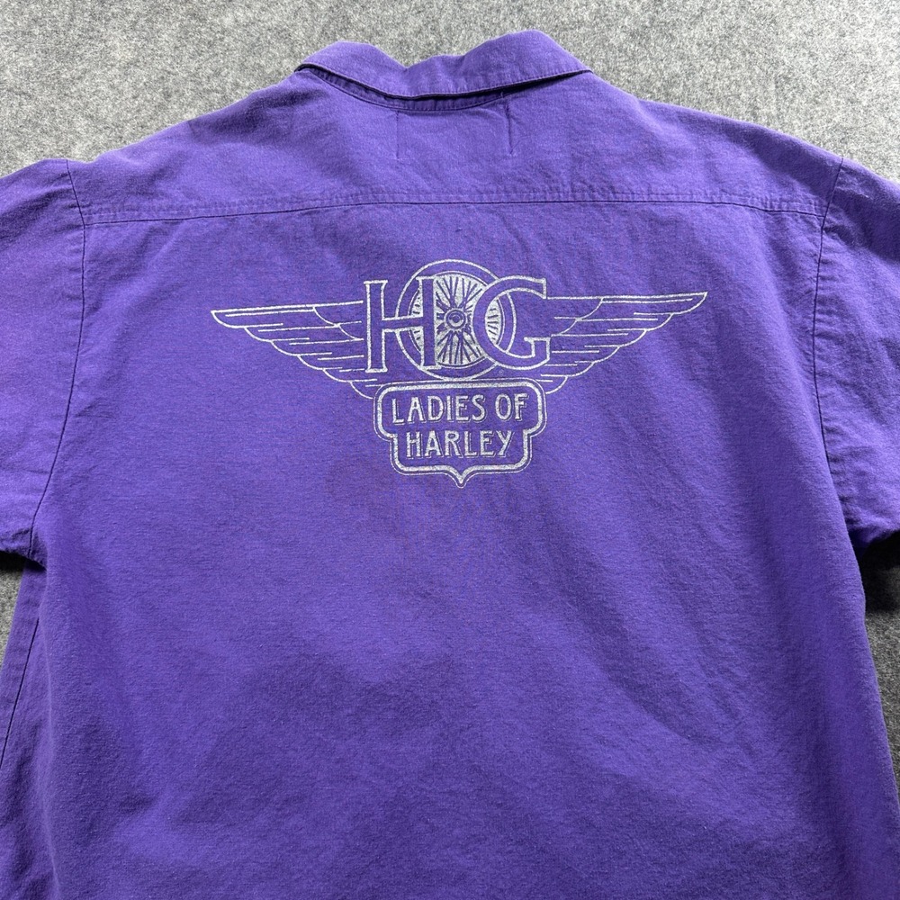 Harley-Davidson Button Up Shirt Women Small Purple Ladies of Harley Biker USA - Picture 1 of 9